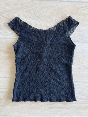 rag & bone Black Lace Off-Shoulder top